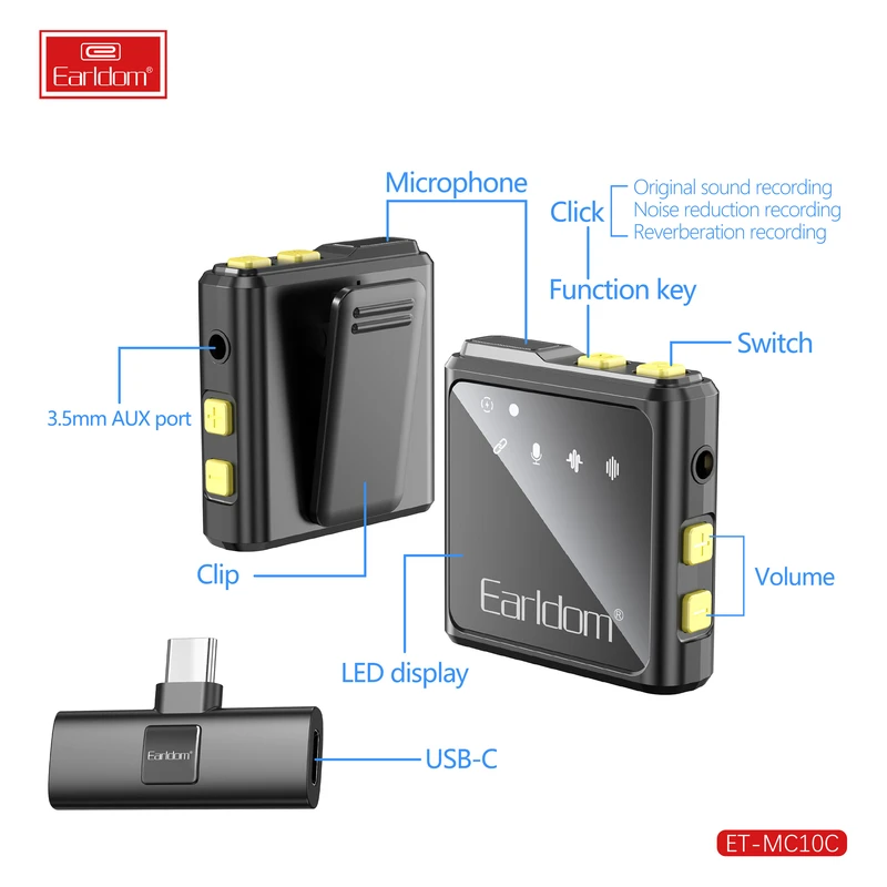 تصویر میکروفن یقه ای ارلدام مدل USB-C MC10C