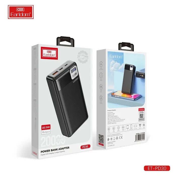 تصویر پاوربانک فست شارژ 20000 ارلدام Earldom ET-PD22 QC3.0 PD 22.5W