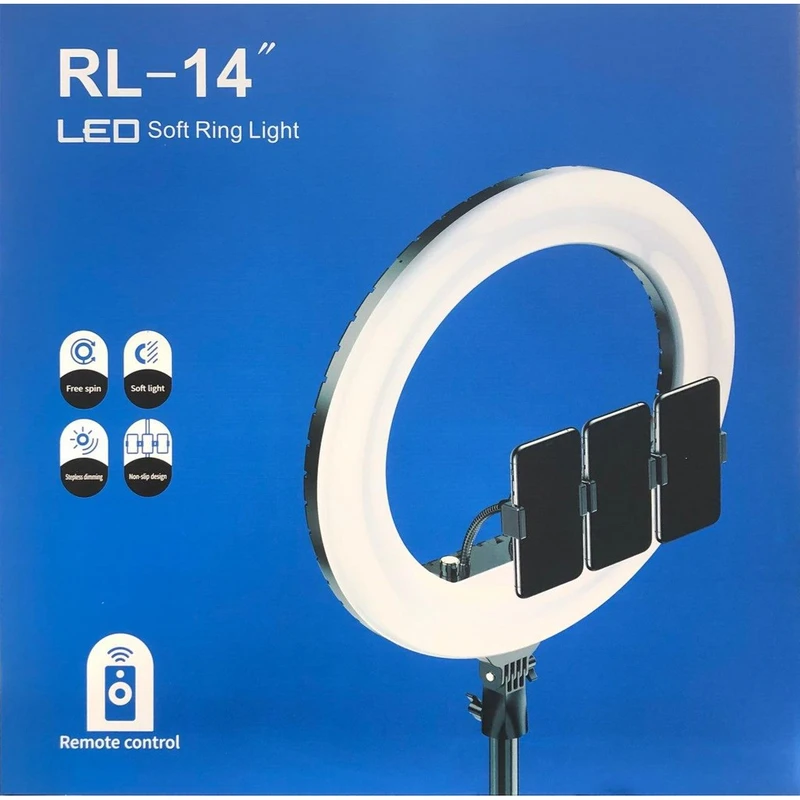 تصویر رینگ لایت 14 اینچ مدل RL-14 با سه پایه