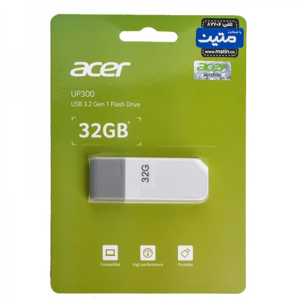 تصویر فلش مموری ایسر مدل UP300 ظرفیت 32 گیگابایت با رابط USB3.2 Gen1