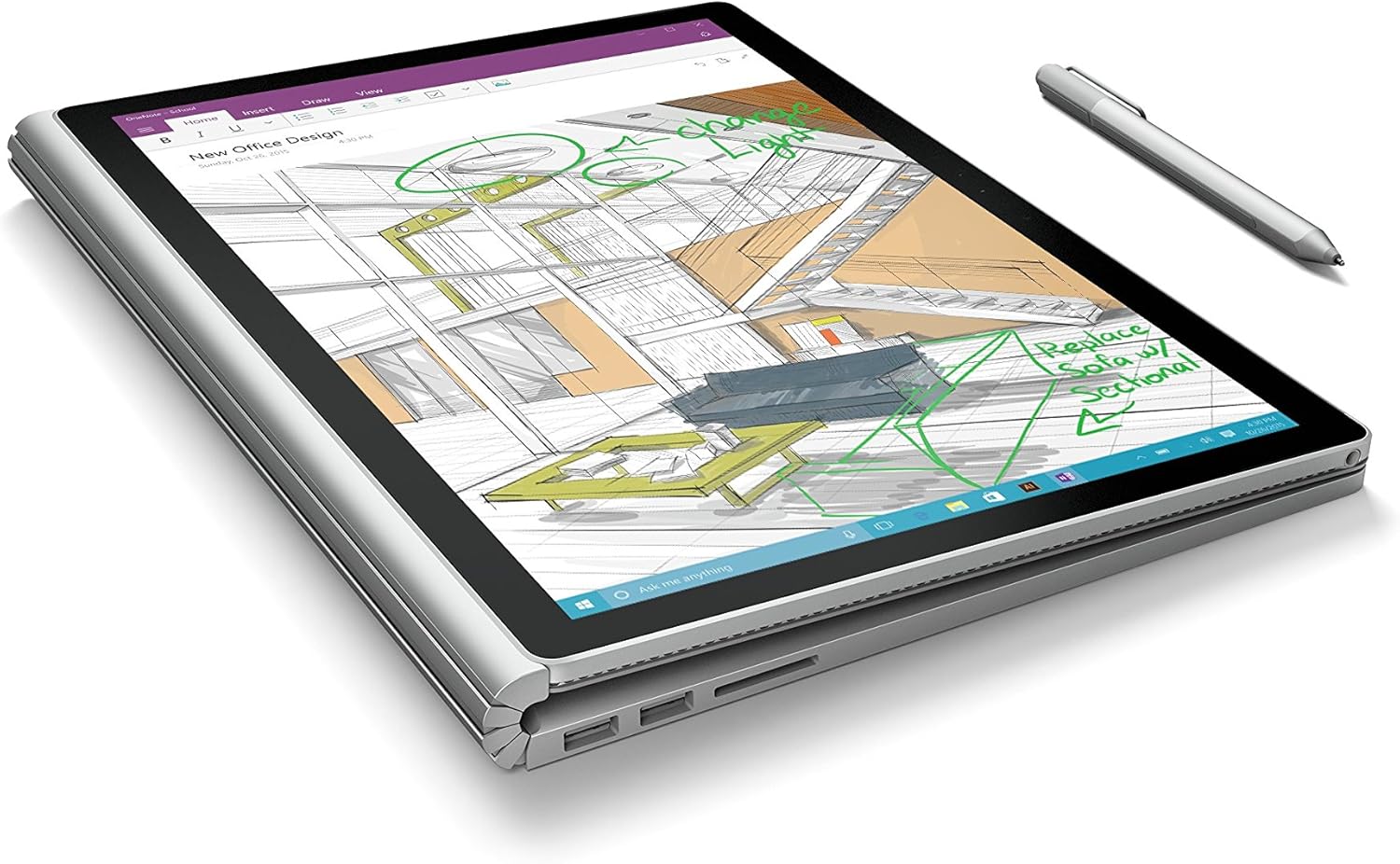تصویر لپ تاپ سرفیس بوک 1 استوک surface book1 i7-6600u ram 8 256 ssd 1GB Geforce 14.4″inch 4k Touch